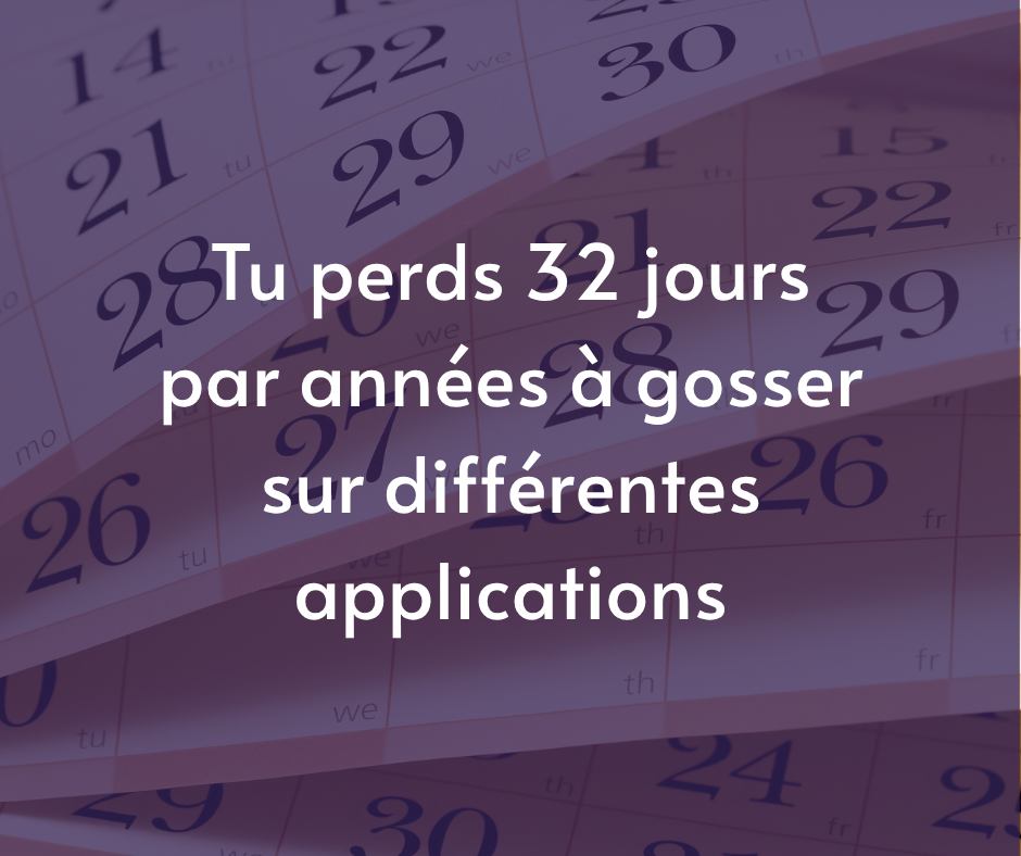 Tu perds 32 jours par années à gosser sur différentes applications