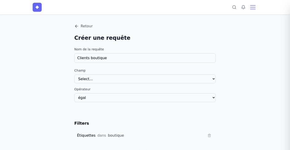 Constructeur de requête avec un filtre sur les étiquettes