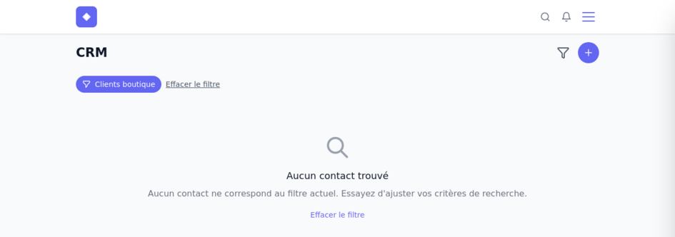 Filtre actif sur la liste CRM avec l&rsquo;étiquette de la requête