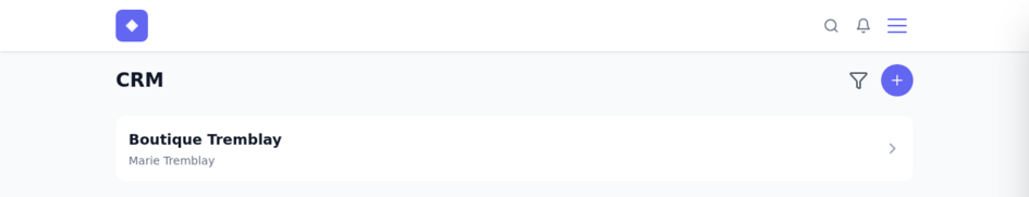 Liste CRM avec un contact