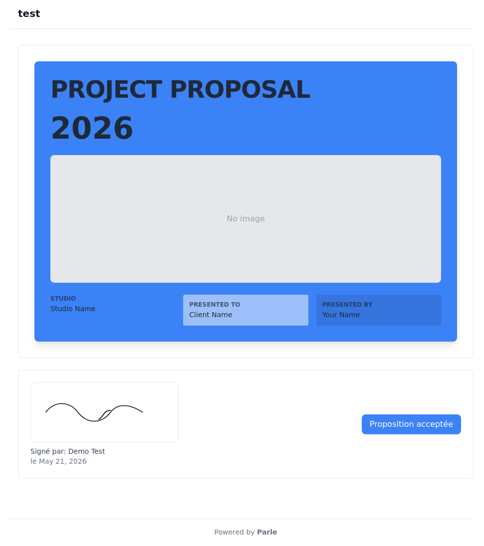 Proposition acceptée et signée