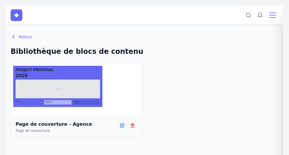 Bibliothèque de blocs de contenu