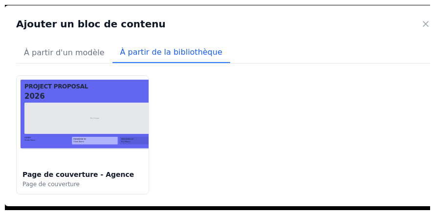 Bibliothèque de blocs sauvegardés