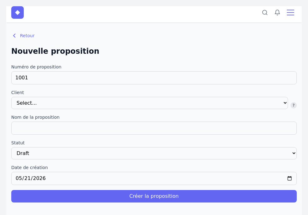 Formulaire de création d&rsquo;une proposition