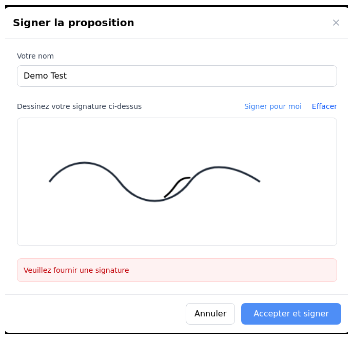 Panneau de signature électronique